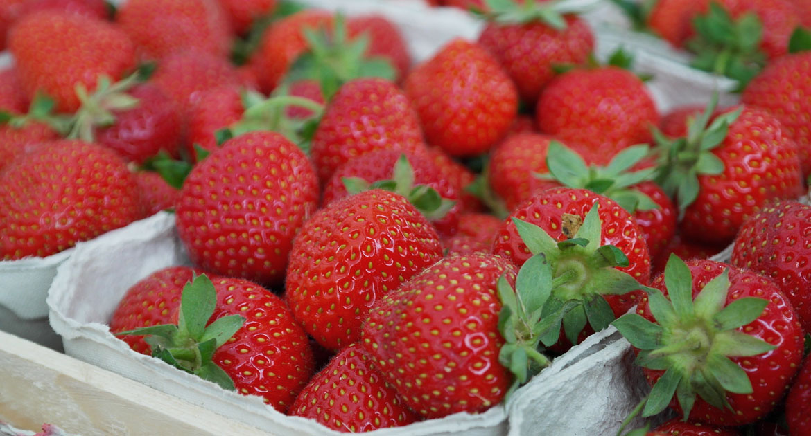 shopping fresh strawberries