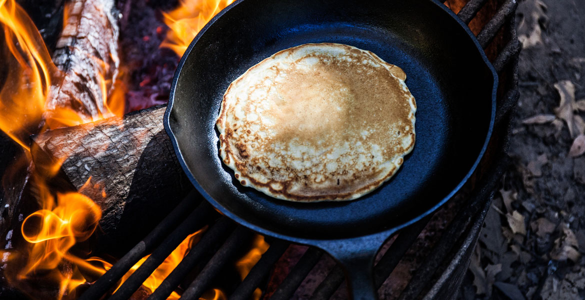 pancakes in a skillet