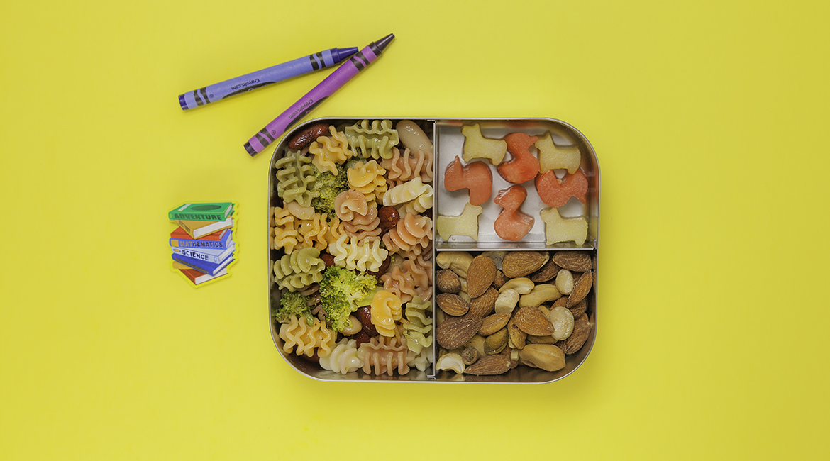 pasta and nuts school lunch bento box